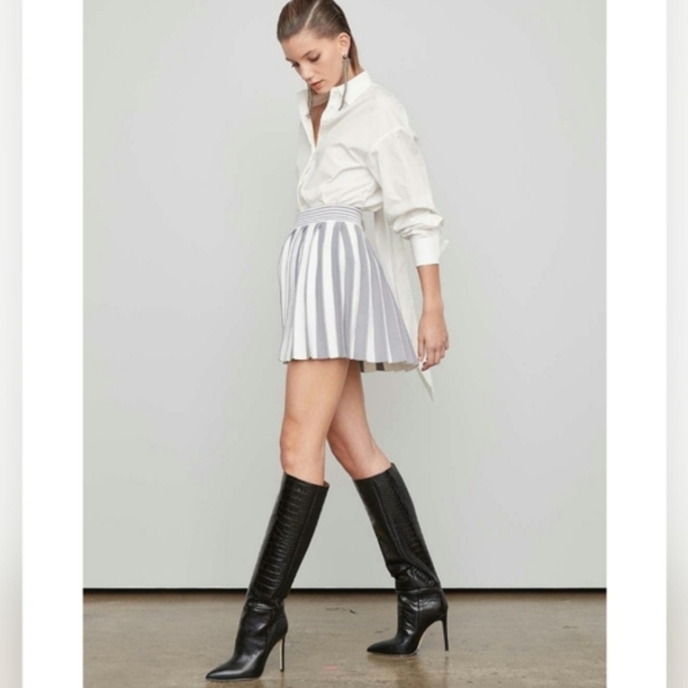 ATOIR Eos Skirt in Cloud Gray/Off White Stretch Pleated Knit Skirt